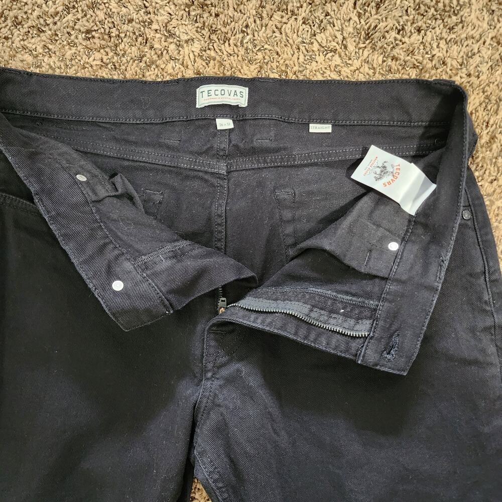 Tecovas Mens Black Demin Jeans Straight Leg Western Bootcut Style 36x32 - Picture 6 of 12
